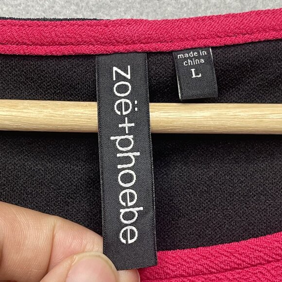 Zoë+Phoebe Womens Diagonal Stripe Colorblock Dress Black & Pink L XL - Picture 2 of 8